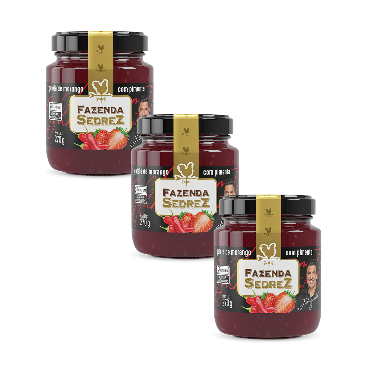 Combo Geleia de Morango Com Pimenta 270g Fazenda Sedrez - 3 unid