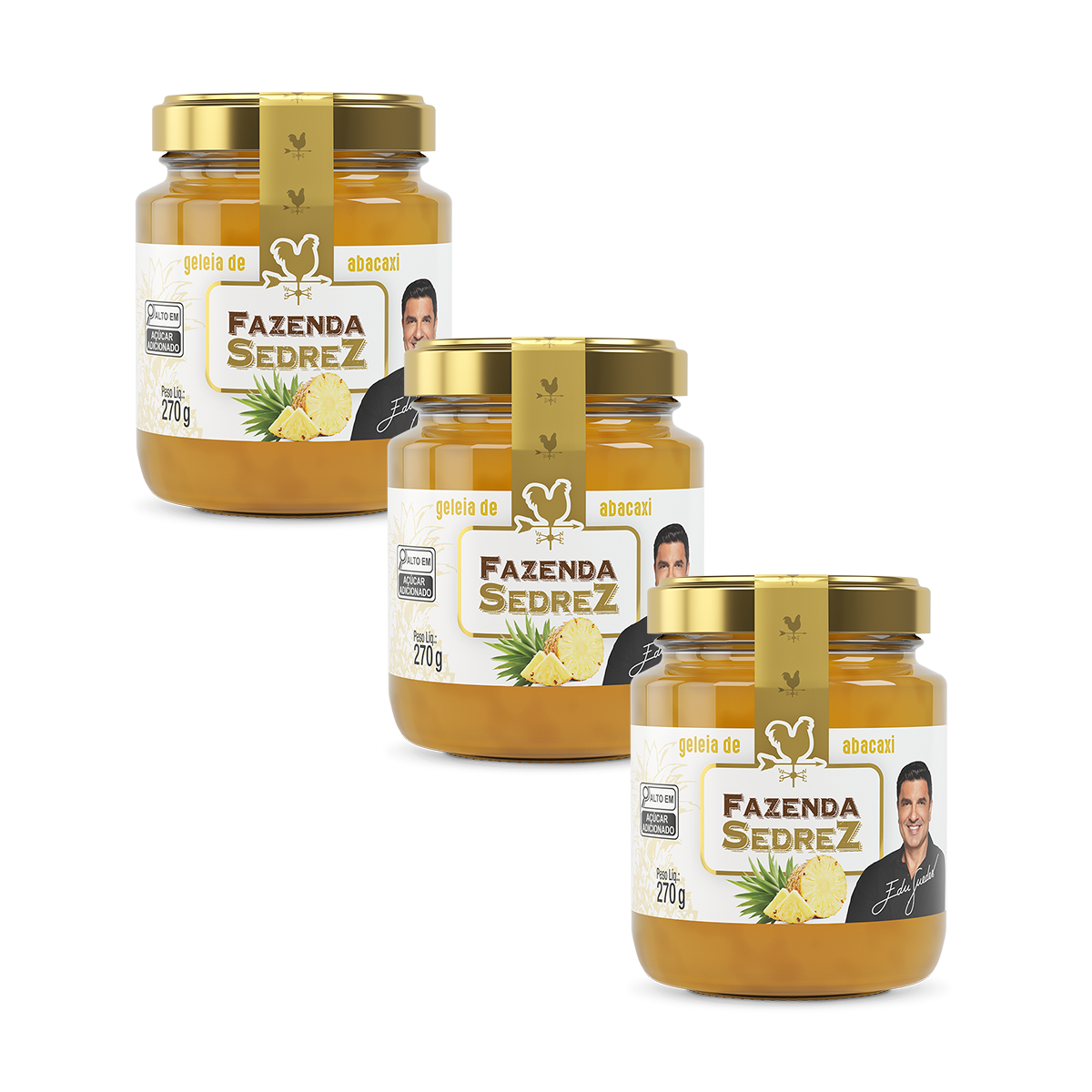Combo Geleia de Abacaxi 270g fazenda sedrez - 3 unid