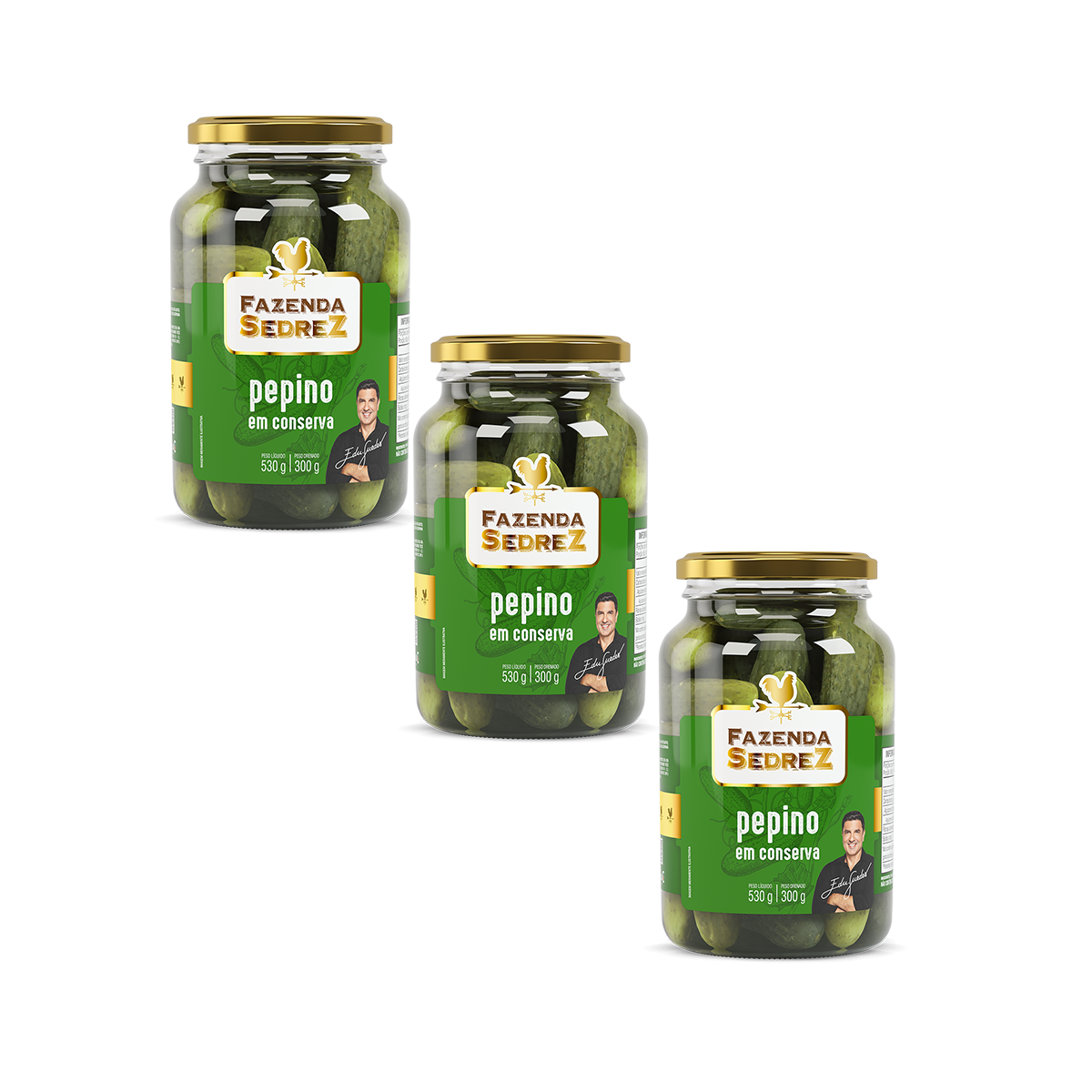 Combo Pepino Conserva 300g Fazenda Sedrez - 3 unid